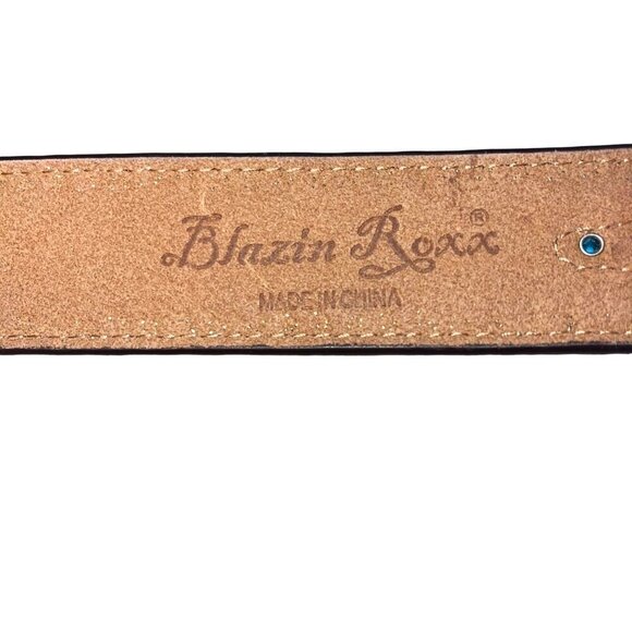 Blazin Roxx Womens Belt Size Medium Brown Aztec Design Bling Leather - Picture 3 of 8